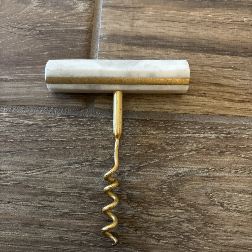 Omari White Marble Corkscrew Made From Iron 40%, Marble 60%